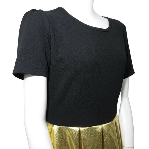 New LuLaRoe S Amelia Dress Elegant Collection Black Gold Lame Sparkle Shimmer - Picture 4 of 9